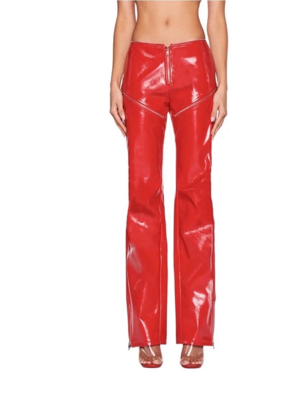 I.AM.GIA Red Patent Flared Zip-Front Pants